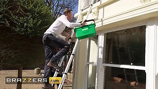 Brazzers - kinky homeowner kayla wild gets caught masturbating & nailed by two perverted window washers