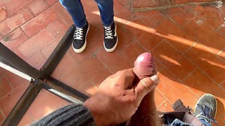 SPANISH MILF SUCKING HER NEIGHBOR'S SHAFT IN THE COMMUNITY LAUNDRY - DON'T TAKE IT OUT, CUM INSIDE MY MOUTH