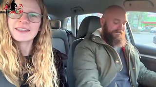 Valentine's Day Date: German Teen Blonde Swallows Cum in Car Blowjob