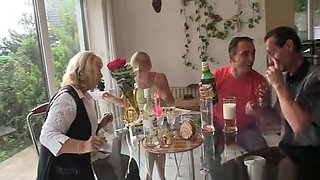 Her birthday ends up with family threesome