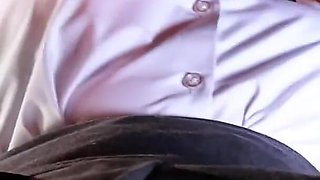 Hot Redhead Student Sucks Dick Under the Milking Table