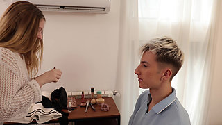 Twink and Step Sister Sucked Stepdad's Dick