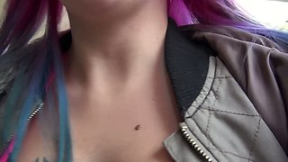 Awesome bright pink haired Berlin slut Jason Steel gives a really good blowjob