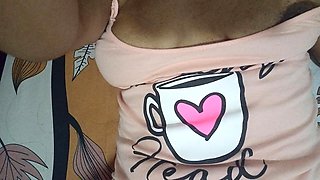 La Morra Masturbates by Her Mexican Stepfather Fucking Her Tits and Shows Her Juicy and Delicious Pussy