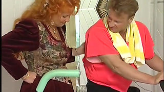 Ginger mature drains and rides her lover's cock