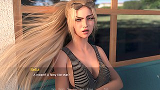 Big hot but, light-haired, animated tits