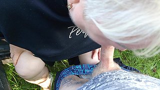 We Came with My Stepmom by Car to the Park Where She Sucks My Dick and Swallows Thick Cum