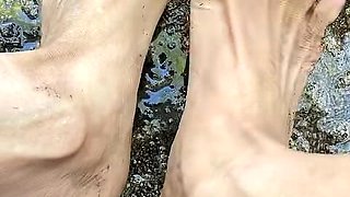 Melove Sexy Dirty Feet with Long Red Toe Nails