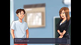 Caught in the library during some steamy action in Summertime Saga