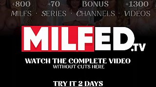 Curvy milf brunette enjoys having an awesome intercourse with her stepson's friend