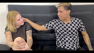 I Fuck My Step Brother While We Are Alone at Home. He Cums in My Ass. POV-porn in Spanish-big-ass Blonde-sex Without a Condom-an