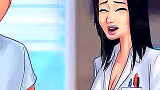 Summertime saga: MILF professor walks around the college with dildo in her pussy ep 73