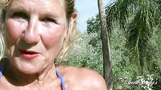 Mature bikini action with fantastic patootie from Aunt Judy's