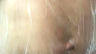 Australian brunette amateurs pussy showering