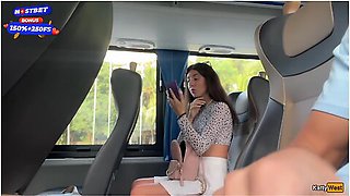 Katty West - Public Cock Jerking Off On A Bus Full Of People - Made Him Cum Hard By Hand! - Cock Flashing