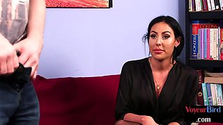 CFNM British voyeur MILF waits for cum of her horny jerker