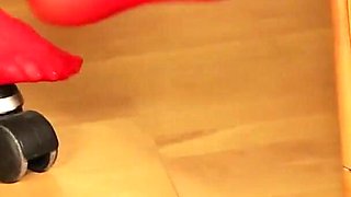 Red Stockings, High Heels & Black Leggings Tease