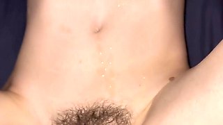 Quick Cumshot on Hairy Pussy Bush in Missionary