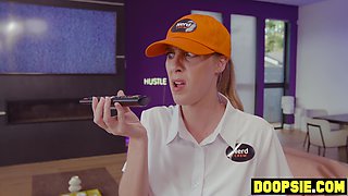 Sneaky technicians banged by busty tits mommy