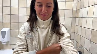 Real Porn Casting in a Public Toilet of Shopping Mall