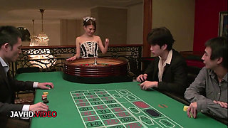 Slim Maki Horiguchi Gives Double Blowjob Then Joins Group Sex Fun