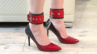 Dipping and Feet Play in Classic High Heels When My Legs Is Bondage