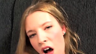 Hot teen Angel gets a pearly cum river on her sweet face