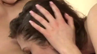 Brunette teens seduce each other before having hot lesbian sex