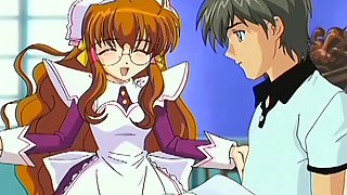 Sexy anime maid sucks dick