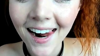 Busty Canadian MILF Drinks Her Own Milk on Webcam