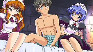 hentai threesome with a guy and two sweet girls