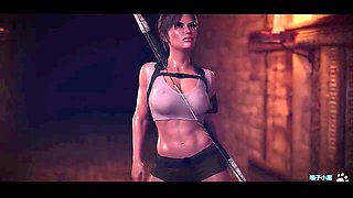Lara Croft gets pounded hard in a wild threesome