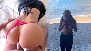 Plumbed, tan girl, beach sex