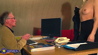 British 75 Year Old Employer Fucking Hot Blonde Babe Luna Melba At The Office - MatureNl