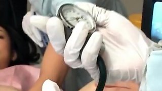 Asian cute patient gets pussy checked at the gynecologist