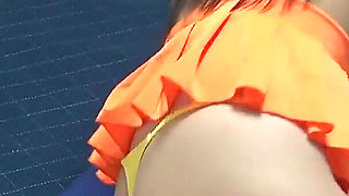 No Bra Nipple Stickers, Micro Mini Skirt, Thong Panties Wedgie Cameltoe, Japanese Girl Does Seduce Exercises in Apartment
