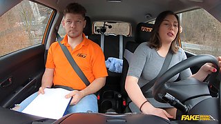 Fat cock for chubby whore in Fake Driving School