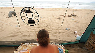 Oh My God!! My Dick Is Showing. Random Sex on the Beach with a Stranger, in a Transparent Tent.