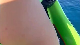 Perfect booty babe rides jet ski and monster white dick at once