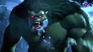 He Found a Big-dicked Monster in the Woods and Tried to Run Away, but Ended up Sitting on the Huge Green Dick.