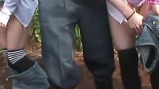 Japanese Girls Piss Outside and Get Bushes Screwed by More Men