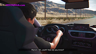 While Husband is Fixing the Car, the Cheating Wife is Sucking the BBC behind the Car - 3D Sex Anime