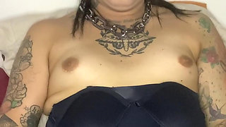 In the bed of blue corset and jerking off for you part 2