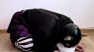 Leashed Sissy Drinks Mistress Piss Like the Thirsty Slave She Is