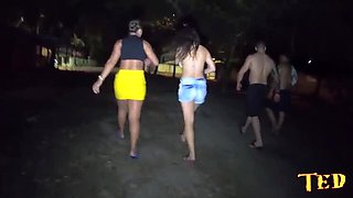 Hot Brazilian Amateur Orgy with Luna Oliveira & Paola Gurgel - Big Dick Action on the Beach