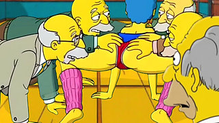 Dirty Orgy of Housewife Mrs. Sinpsom with Old Men at the Casting. Cartoon Parody