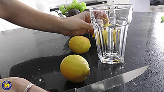 Beautiful MILF Roxy Mendez Has a Nice Round Ass and Likes to Masturbate in the Kitchen