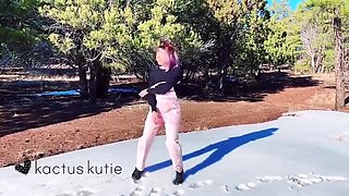 Kactus Kutie Amateur Outdoor Pee Compilation - Hairy Teen Desperate Wetting in Overalls