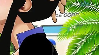 Chi-chi Gets Her Throat Fucked Outside Capsule Corp