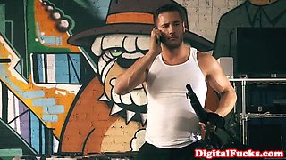 Pigtailed spex stunner eats jizz off her glasses